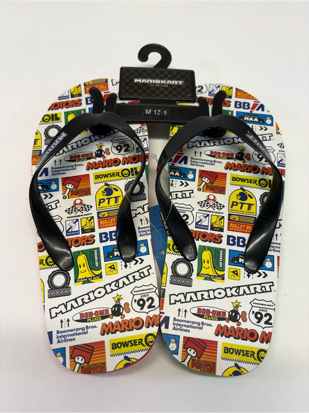 NWT Nintendo Mario Kart Kids Flip Flops Sandals Size 13-1 Boys Girls
